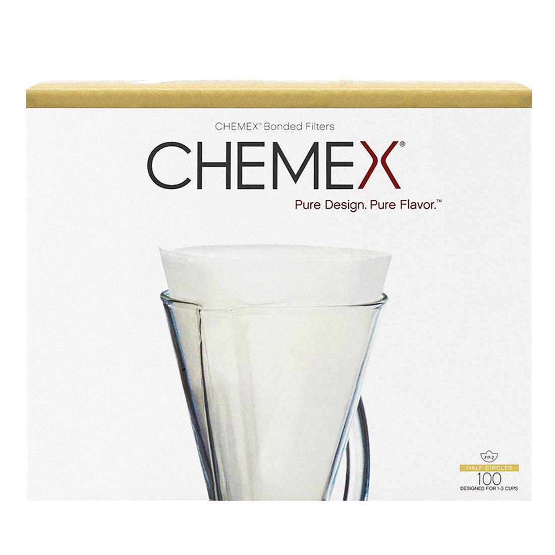 Chemex HalfMoon Filters for 3Cup Brewer (100 ct.) Grand Coffee SF